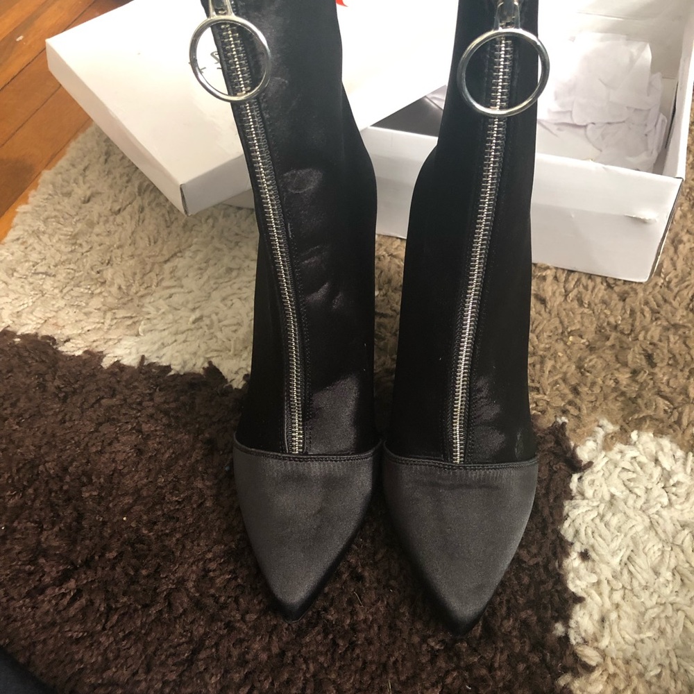 Black and Silver ankle bootie